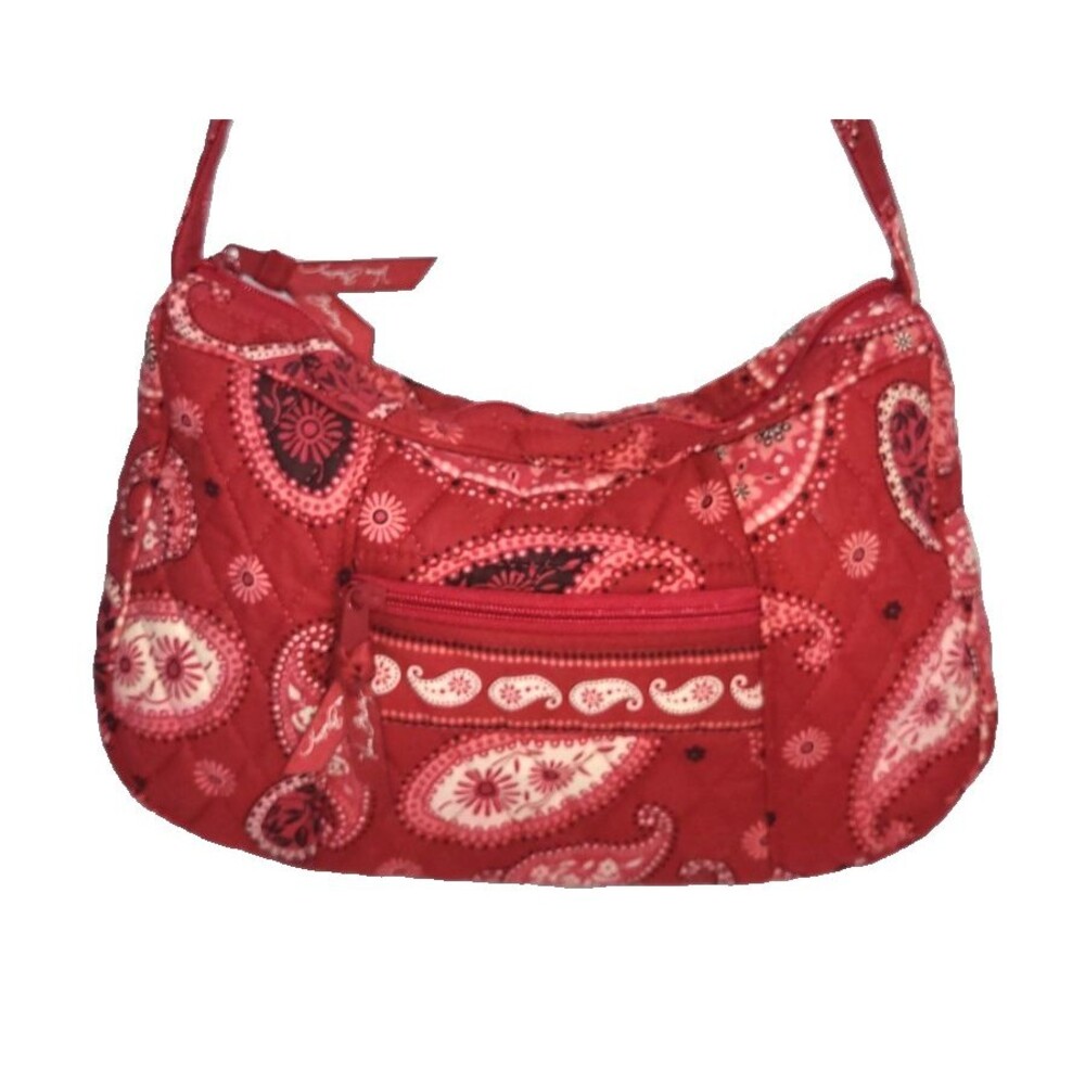 Vera Bradley Mesa Red Paisley Quilted Shoulder Bag Hobo Purse Vintage Y2K